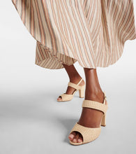 Manolo Blahnik Khiko leather-trimmed raffia sandals