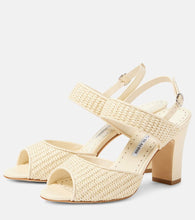 Manolo Blahnik Khiko leather-trimmed raffia sandals