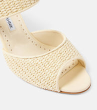 Manolo Blahnik Khiko leather-trimmed raffia sandals