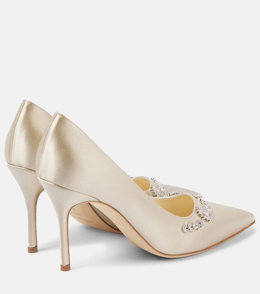 Manolo Blahnik Lamikpump embellished satin pumps