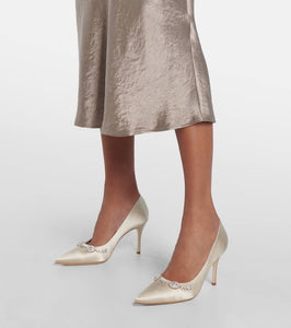 Manolo Blahnik Lamikpump embellished satin pumps