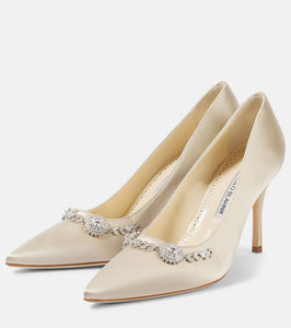 Manolo Blahnik Lamikpump embellished satin pumps