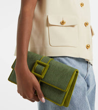 Manolo Blahnik Maycap glitter raffia clutch