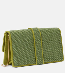 Manolo Blahnik Maycap glitter raffia clutch