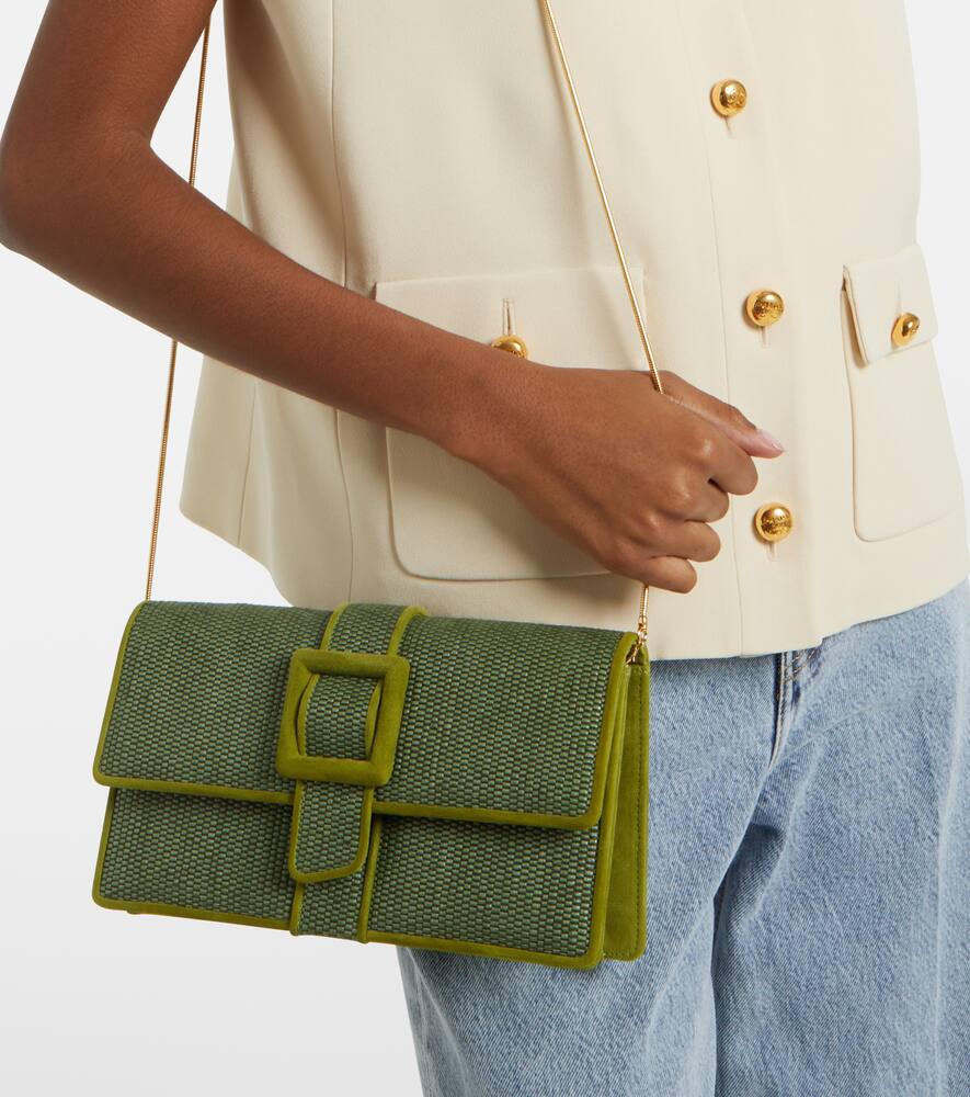 Manolo Blahnik Maycap glitter raffia clutch