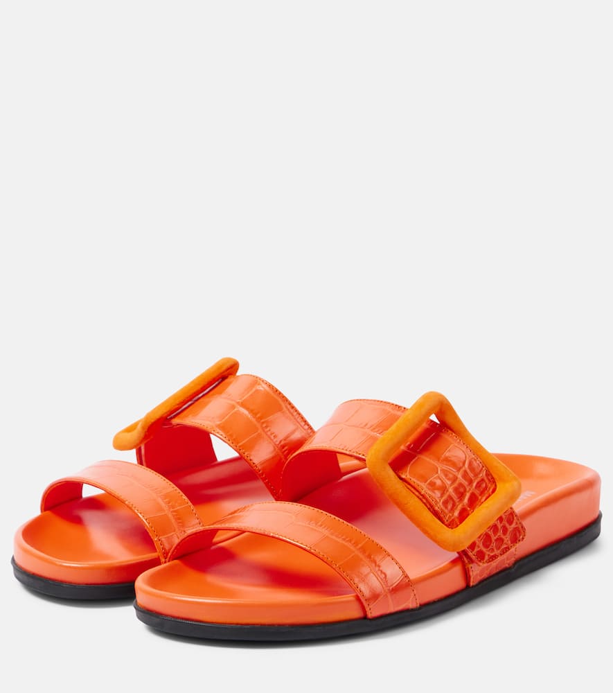 Manolo Blahnik Mayfu leather slides