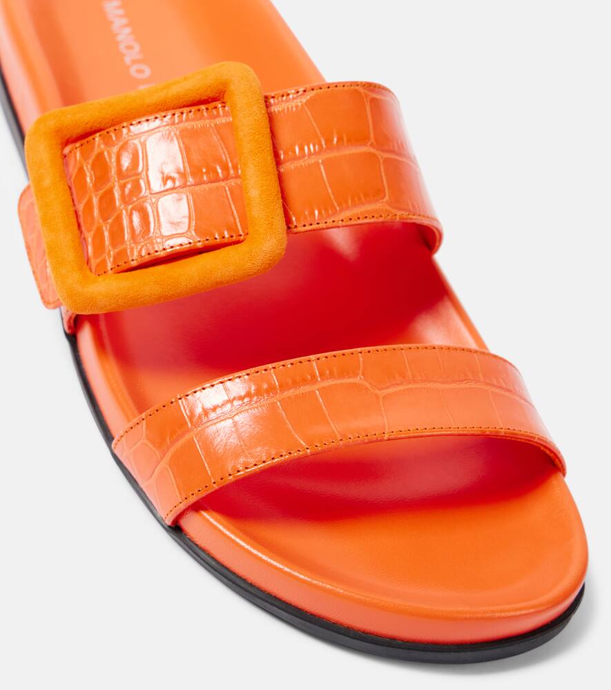 Manolo Blahnik Mayfu leather slides