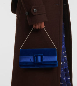 Manolo Blahnik Maygot satin-trimmed velvet clutch