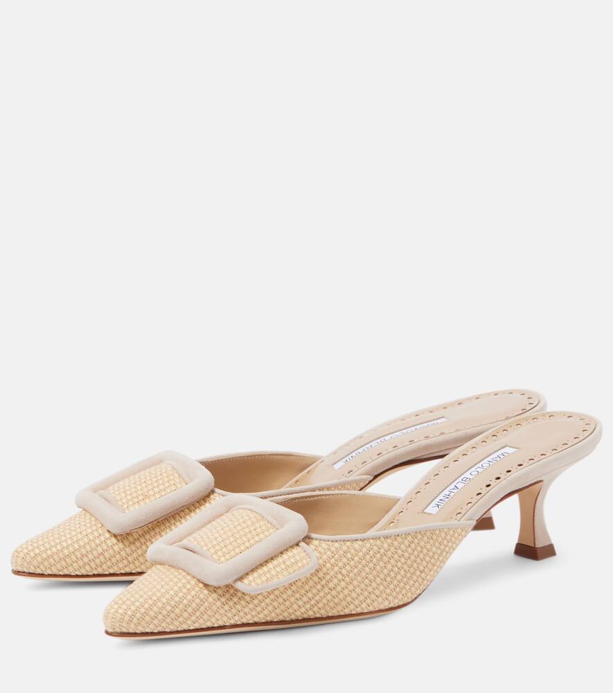 Manolo Blahnik Maysale 50 raffia mules