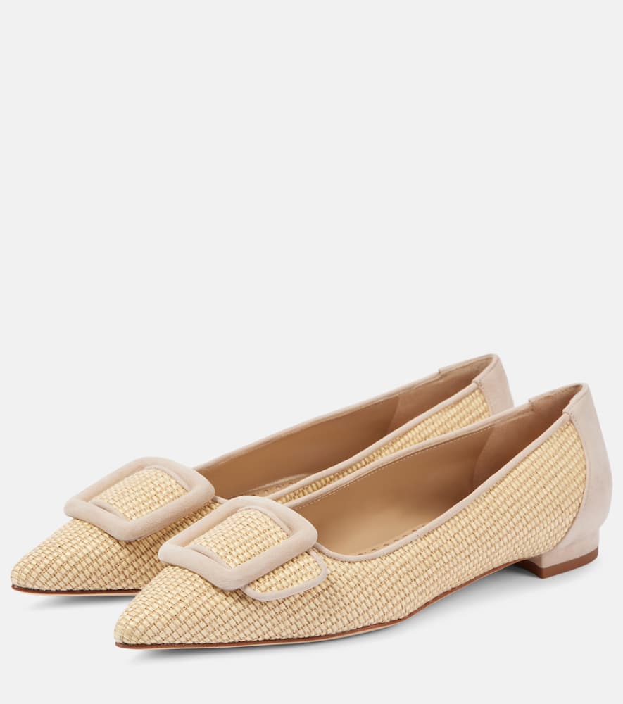 Manolo Blahnik Maysalepumpflat raffia ballet flats