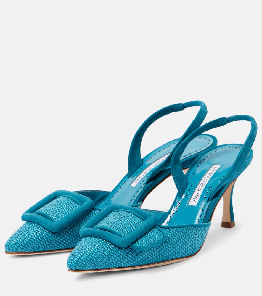 Manolo Blahnik Maysli 70 raffia slingback pumps