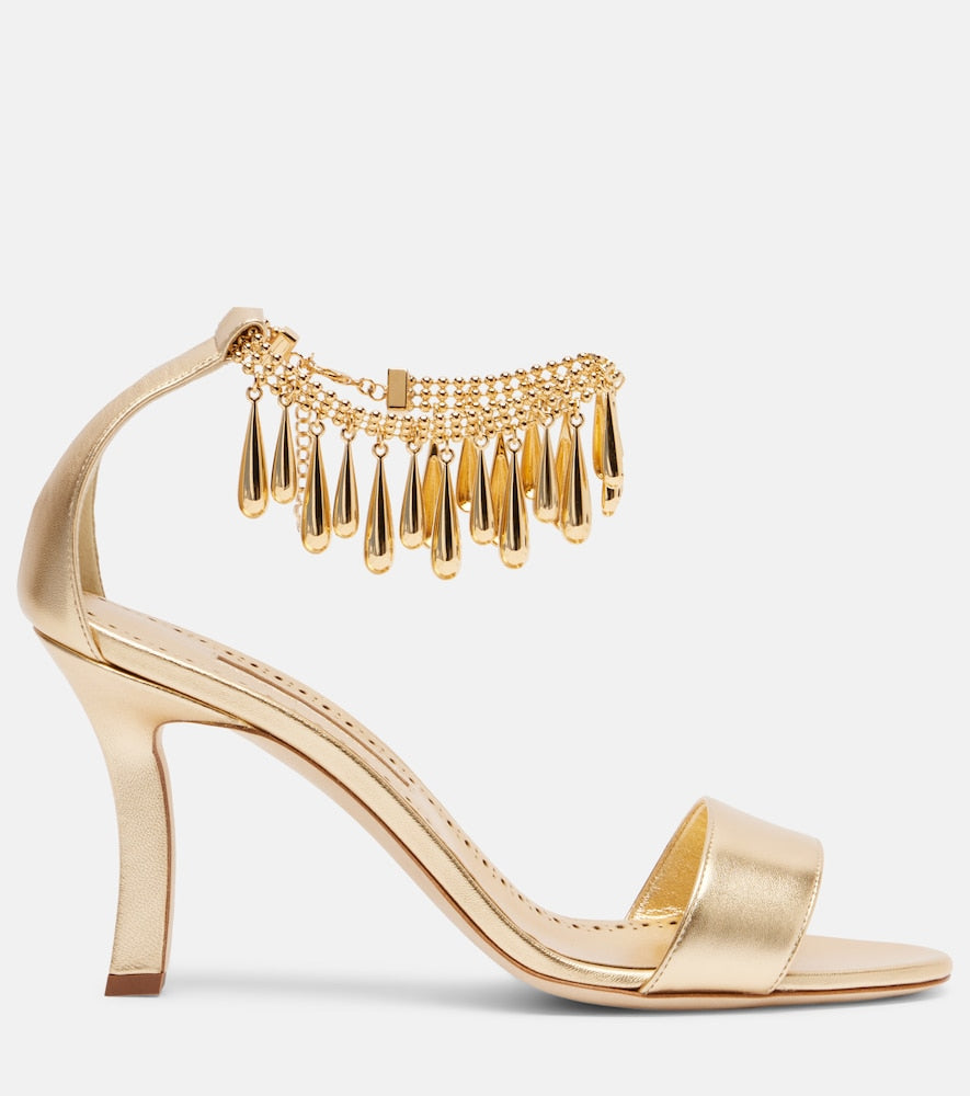 Manolo Blahnik Nicusan 90 embellished leather sandals