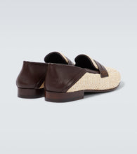 Manolo Blahnik Padstow leather-trimmed raffia penny loafers