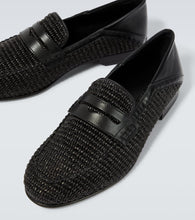 Manolo Blahnik Padstow raffia and leather loafers