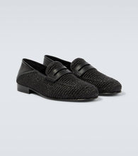 Manolo Blahnik Padstow raffia and leather loafers