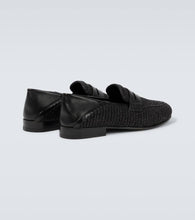 Manolo Blahnik Padstow raffia and leather loafers