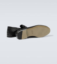 Manolo Blahnik Padstow raffia and leather loafers