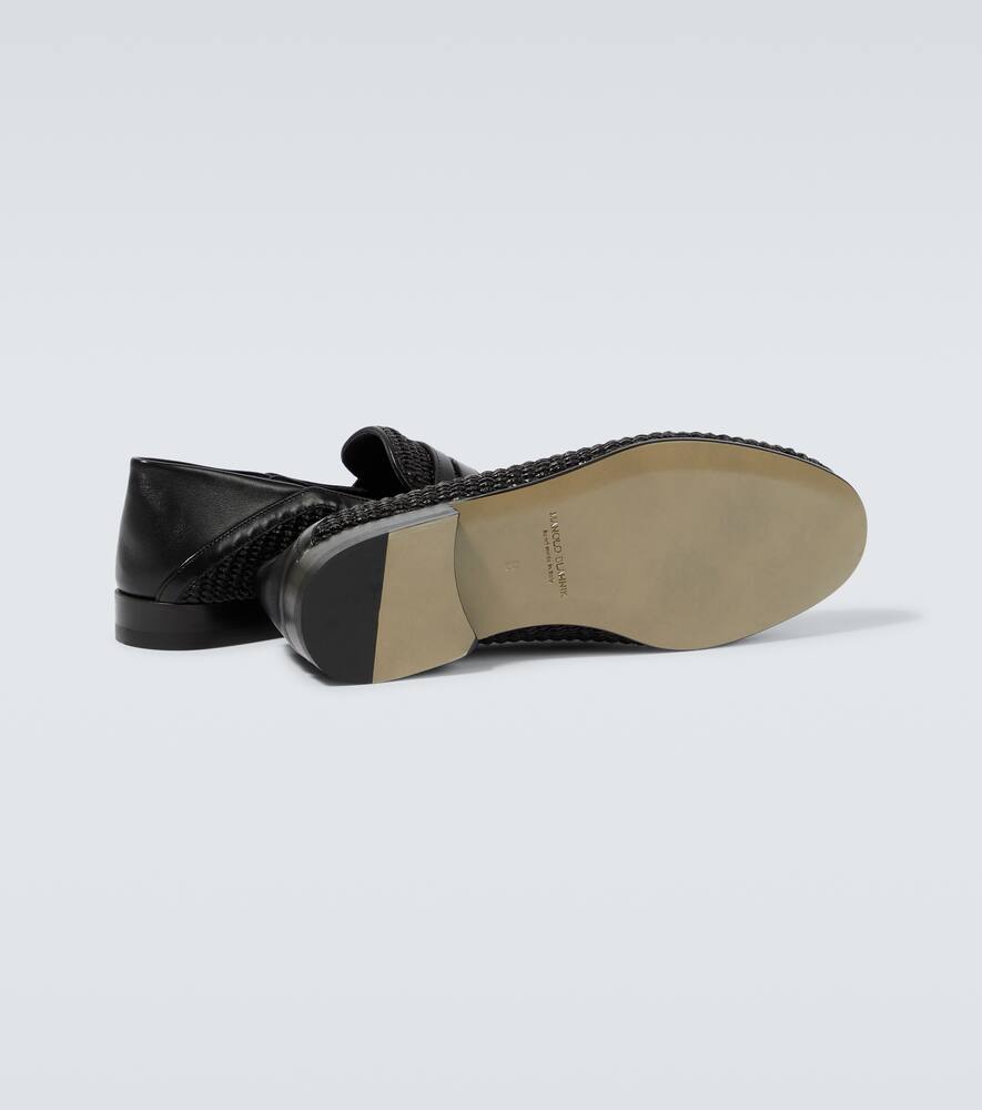 Manolo Blahnik Padstow raffia and leather loafers