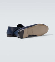 Manolo Blahnik Padstow raffia and leather penny loafers