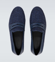 Manolo Blahnik Padstow raffia and leather penny loafers