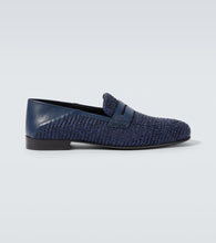Manolo Blahnik Padstow raffia and leather penny loafers