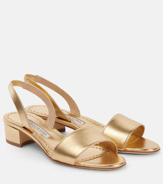 Manolo Blahnik Patopia 30 metallic leather sandals