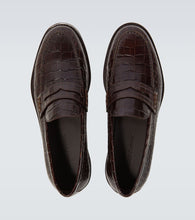 Manolo Blahnik Perry croc-effect leather penny loafers