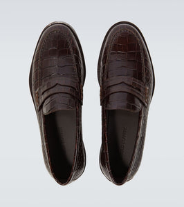 Manolo Blahnik Perry croc-effect leather penny loafers