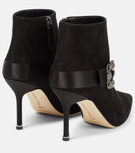 Manolo Blahnik Plinianu embellished suede ankle boots