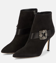 Manolo Blahnik Plinianu embellished suede ankle boots