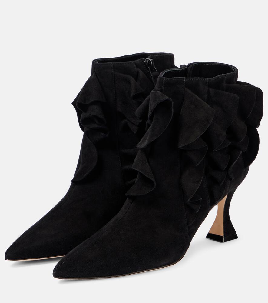 Manolo Blahnik Pompa ruffled suede ankle boots
