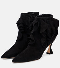 Manolo Blahnik Pompa ruffled suede ankle boots