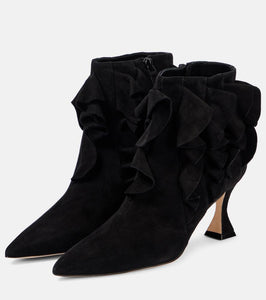 Manolo Blahnik Pompa ruffled suede ankle boots
