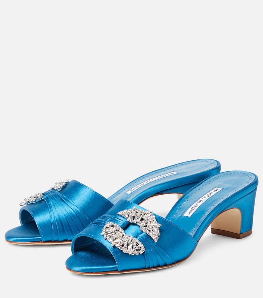 Manolo Blahnik Prinap 50 embellished satin mules