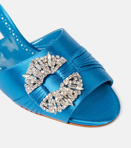 Manolo Blahnik Prinap 50 embellished satin mules