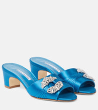Manolo Blahnik Prinap 50 embellished satin mules - Manolo Blahnik Prinap 50 缀饰缎面穆勒鞋