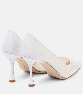 Manolo Blahnik Sololaria 90 lace and suede pumps