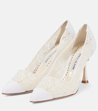 Manolo Blahnik Sololaria 90 lace and suede pumps