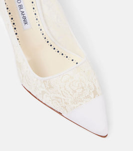 Manolo Blahnik Sololaria 90 lace and suede pumps