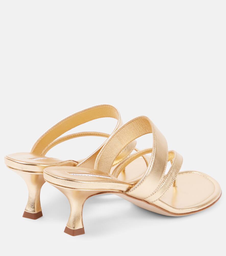 Manolo Blahnik Susa 50 metallic leather mules