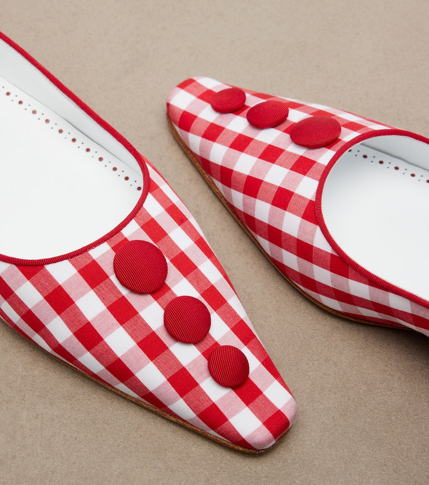 Manolo Blahnik Alexa gingham pumps - Red Ballerina Flats