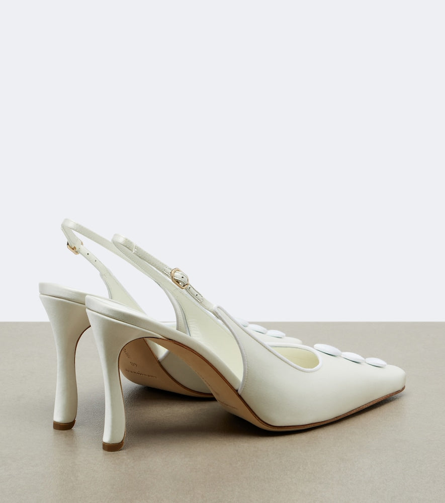 Manolo Blahnik Alexa satin slingback pumps - White High-Heel Pumps