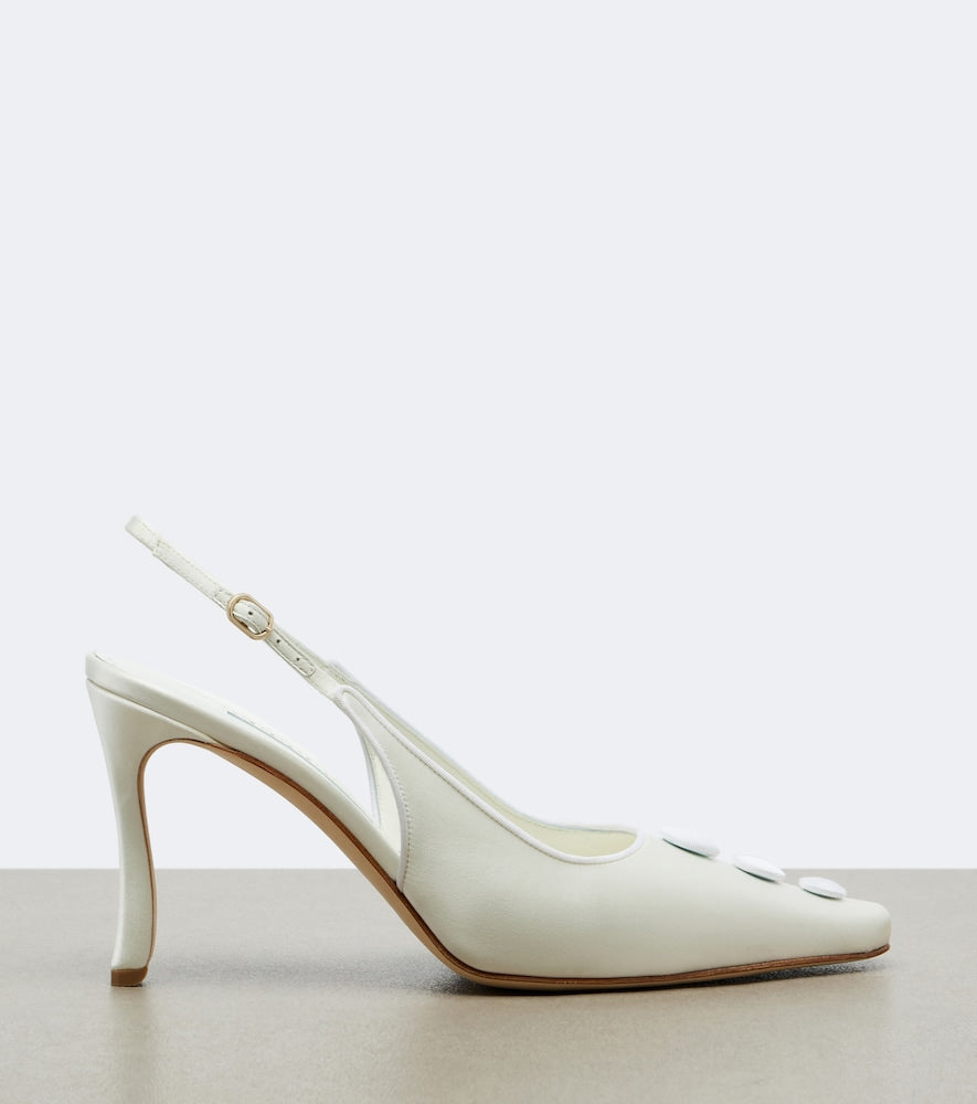Manolo Blahnik Alexa satin slingback pumps - White High-Heel Pumps