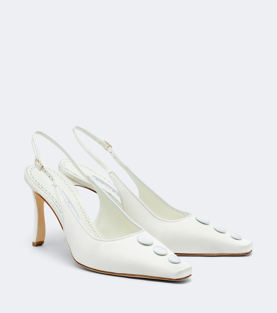 Manolo Blahnik Alexa satin slingback pumps - White High-Heel Pumps