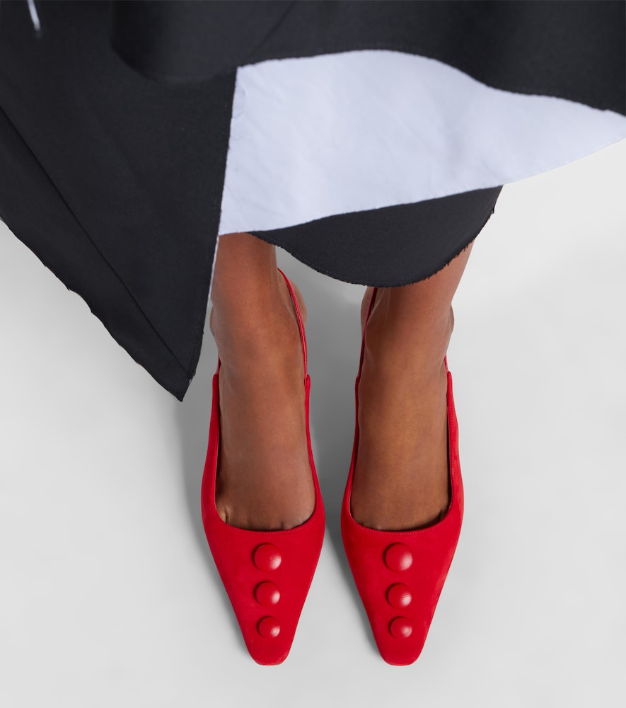 Manolo Blahnik Alexa suede slingback pumps in Red - Mid Heel Pumps