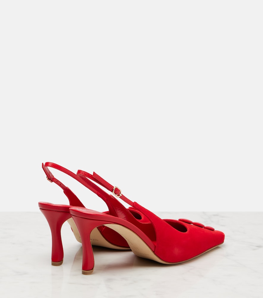 Manolo Blahnik Alexa suede slingback pumps in Red - Mid Heel Pumps