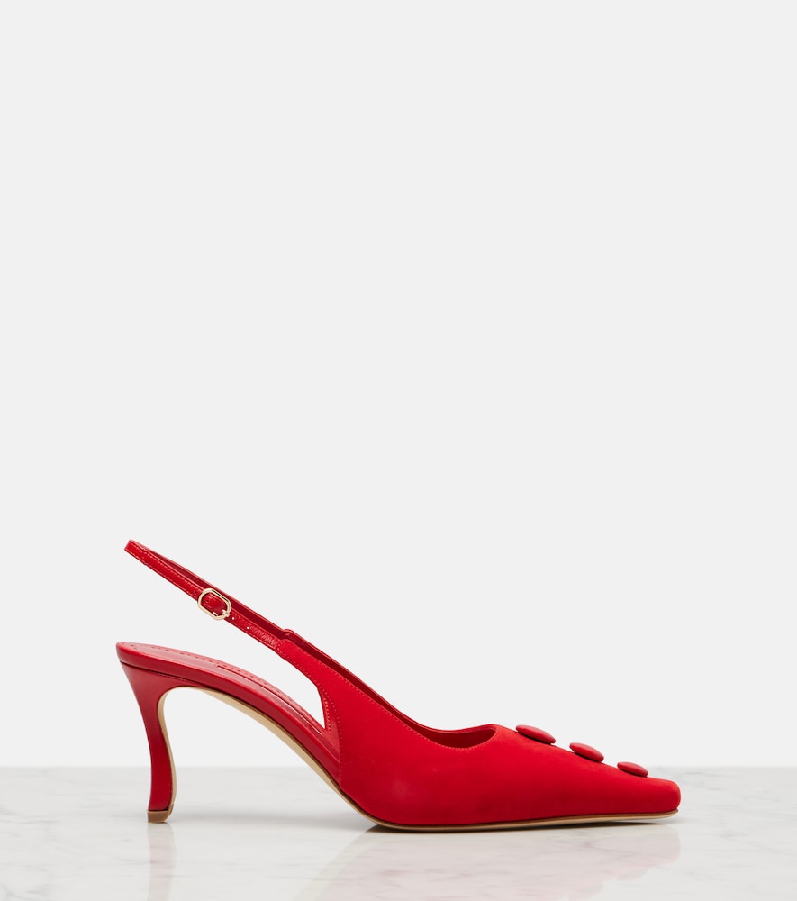 Manolo Blahnik Alexa suede slingback pumps in Red - Mid Heel Pumps