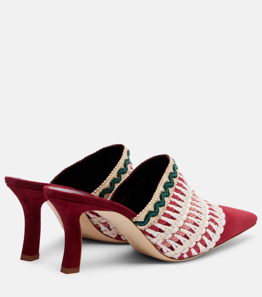 Manolo Blahnik Alo 70 embroidered suede mules (Red) - Mid Heel Pumps