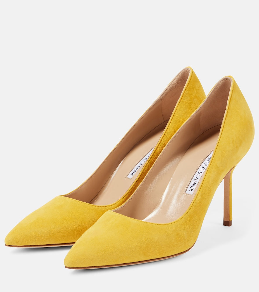 Manolo Blahnik BB 90 suede pumps - Yellow High-Heel Pumps