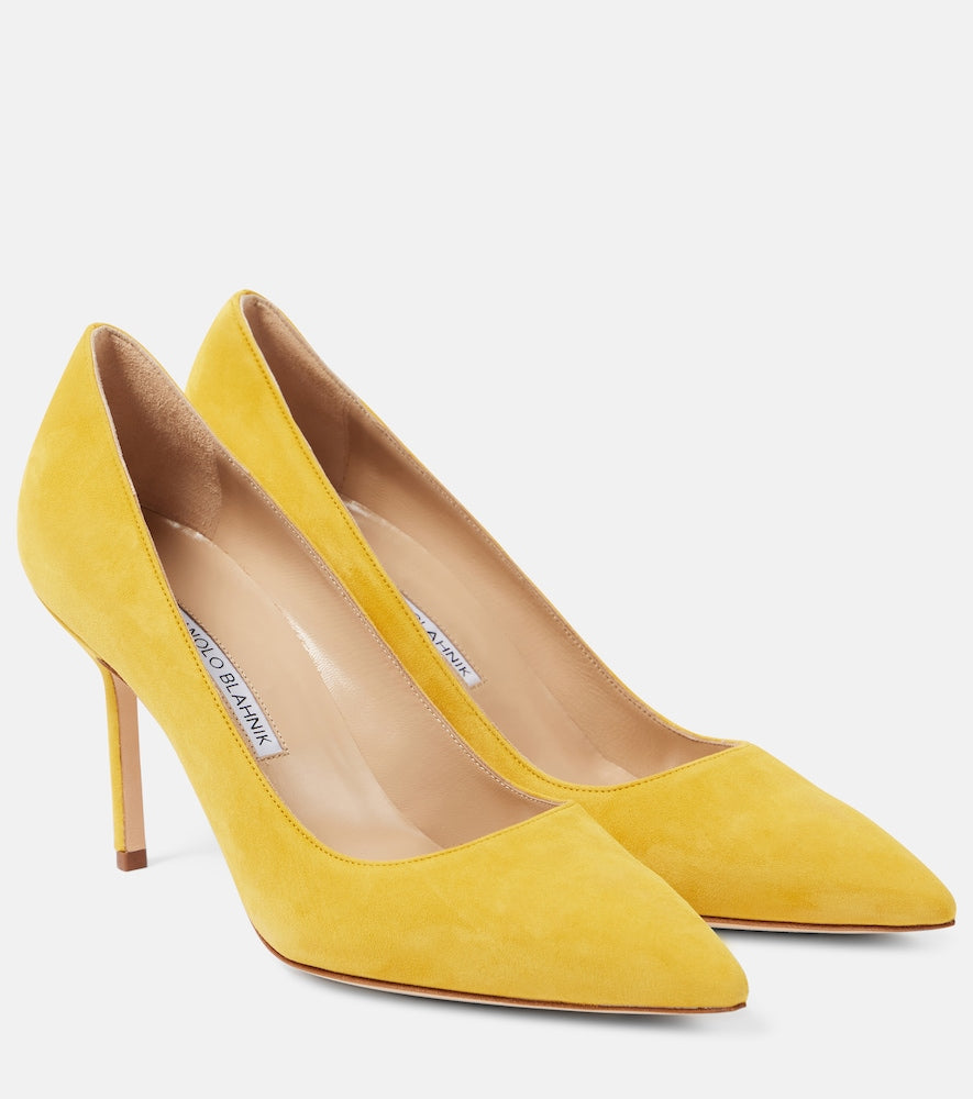 Manolo Blahnik BB 90 suede pumps - Yellow High-Heel Pumps